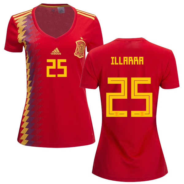 Women's Spain #25 Illarra Red Home Soccer Country Jersey